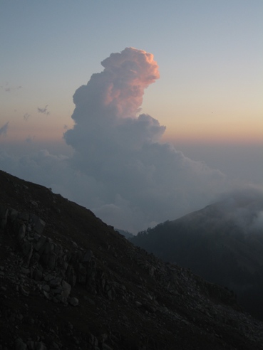 A storm cloud on the way to Indahara Pass in Himachal Pradesh, northern India.