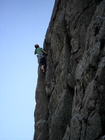Unknown climber on Clogwyn Bochlwyd.